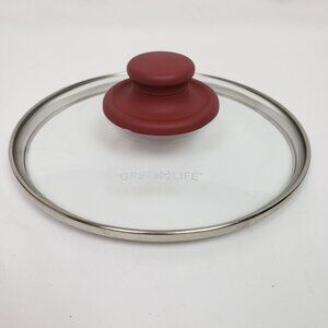 Green Life Tempered Glass Replacement Lid Only Red 7" EXCELLENT CONDITION!!!